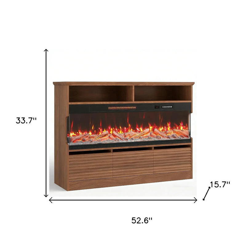 53" Brown Wood Fireplace Entertainment Center With Fireplace Homeroots Living Room