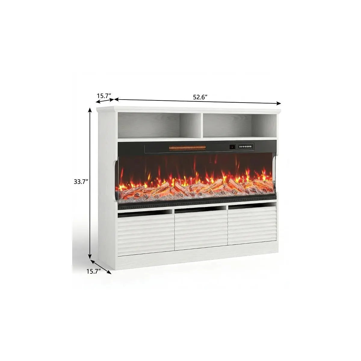 53" White Wood Fireplace Entertainment Center With Fireplace Homeroots Living Room