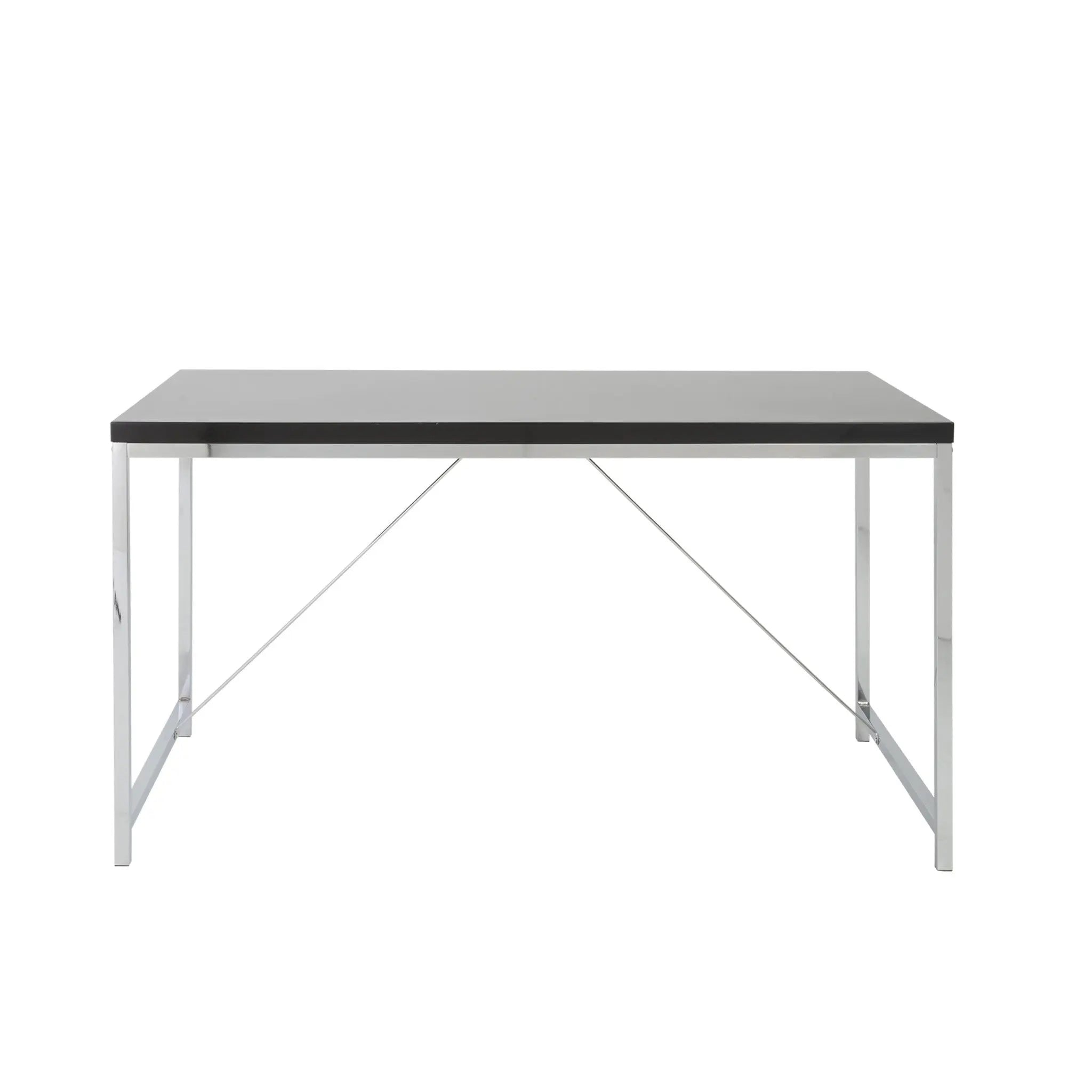 54" Black and Silver Wood and Stainless Steel Writing Desk Homeroots Office