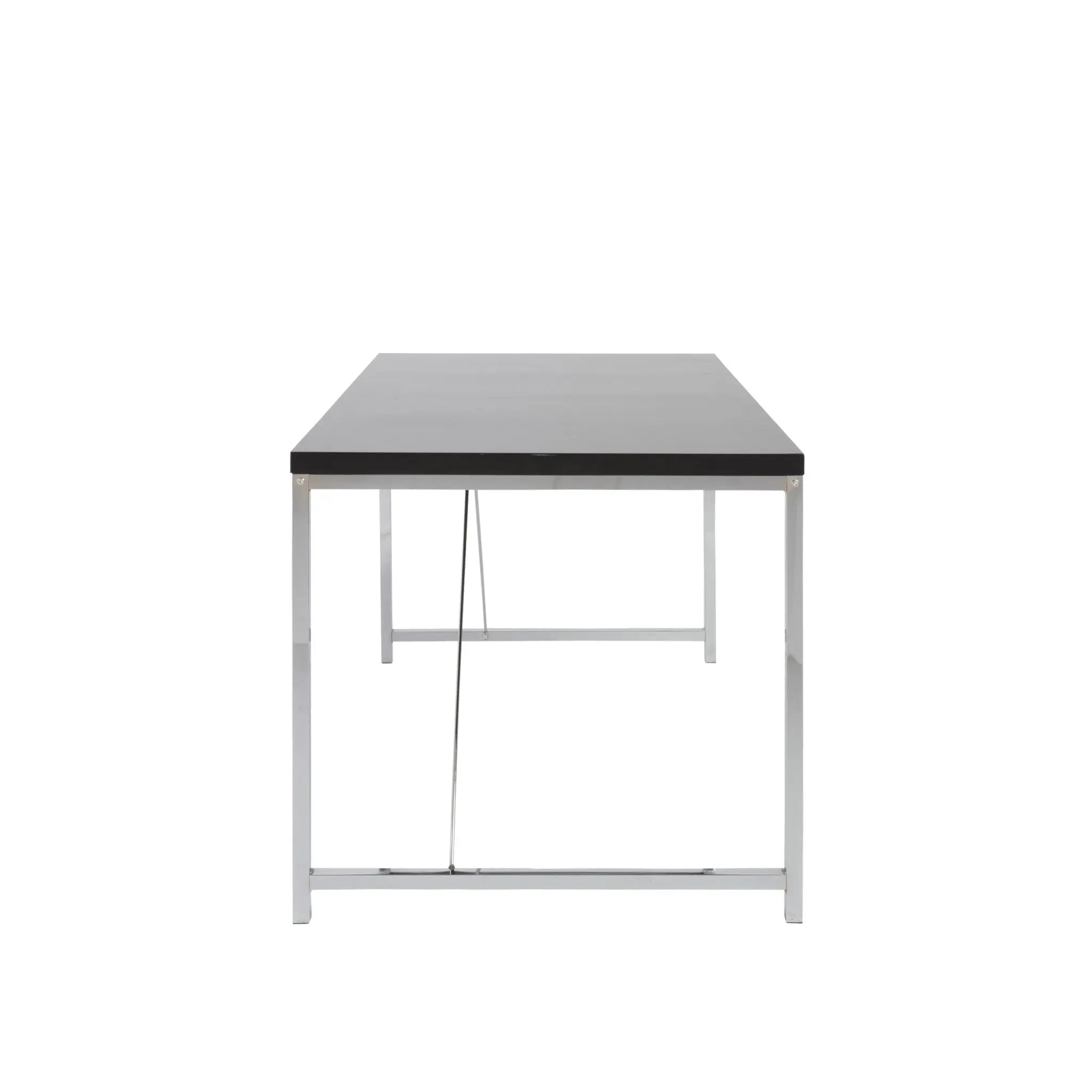 54" Black and Silver Wood and Stainless Steel Writing Desk Homeroots Office