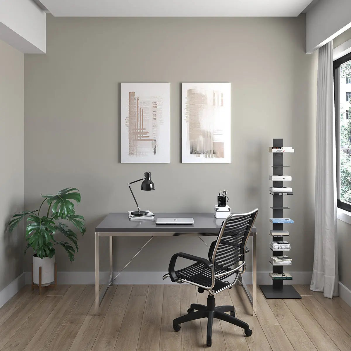 54" Black and Silver Wood and Stainless Steel Writing Desk Homeroots Office