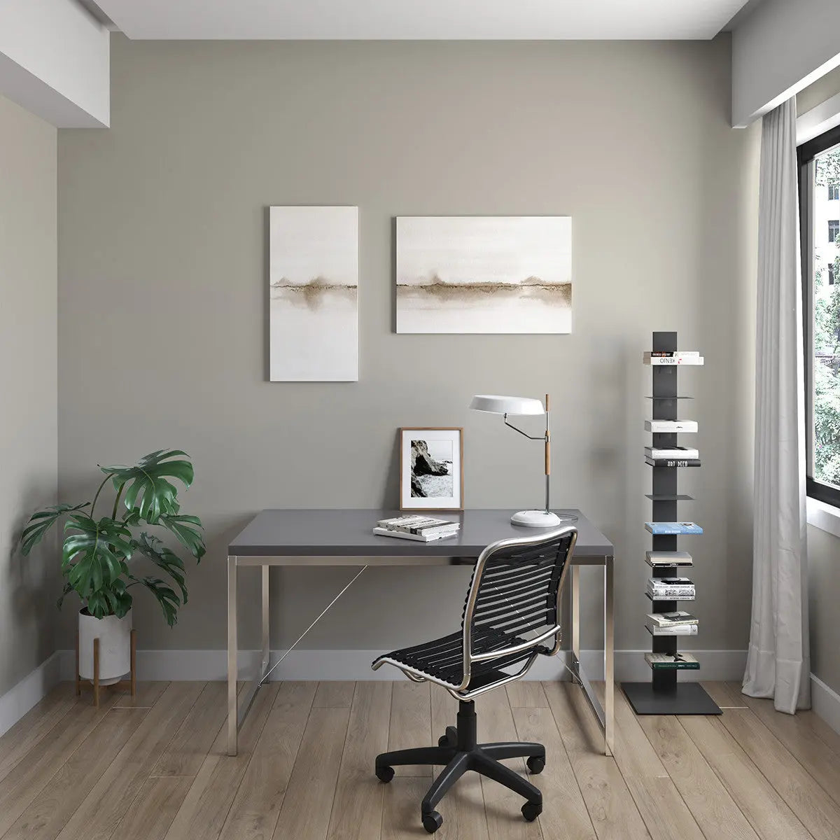 54" Black and Silver Wood and Stainless Steel Writing Desk Homeroots Office