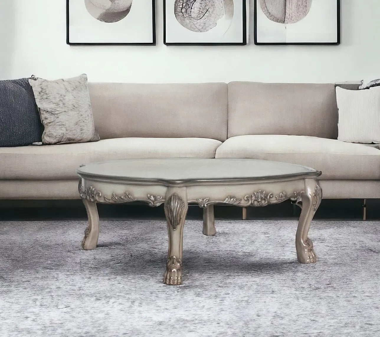 54" Bone Wood Coffee Table - GreatEagleInc