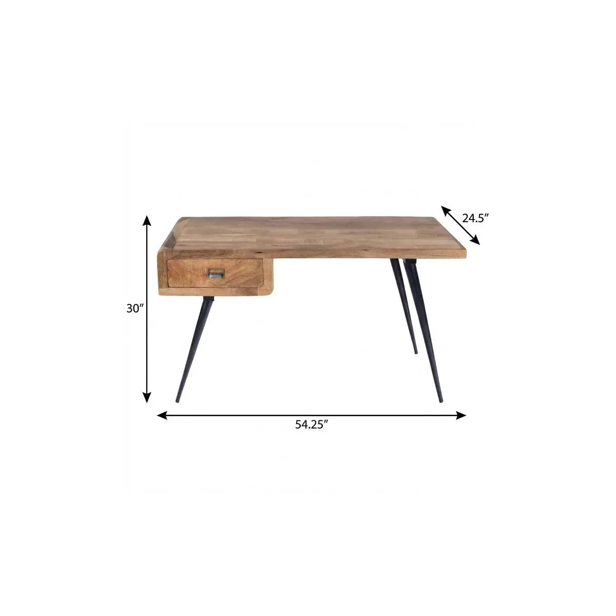 54" Brown And Black Mango Wood Writing Desk Homeroots Office