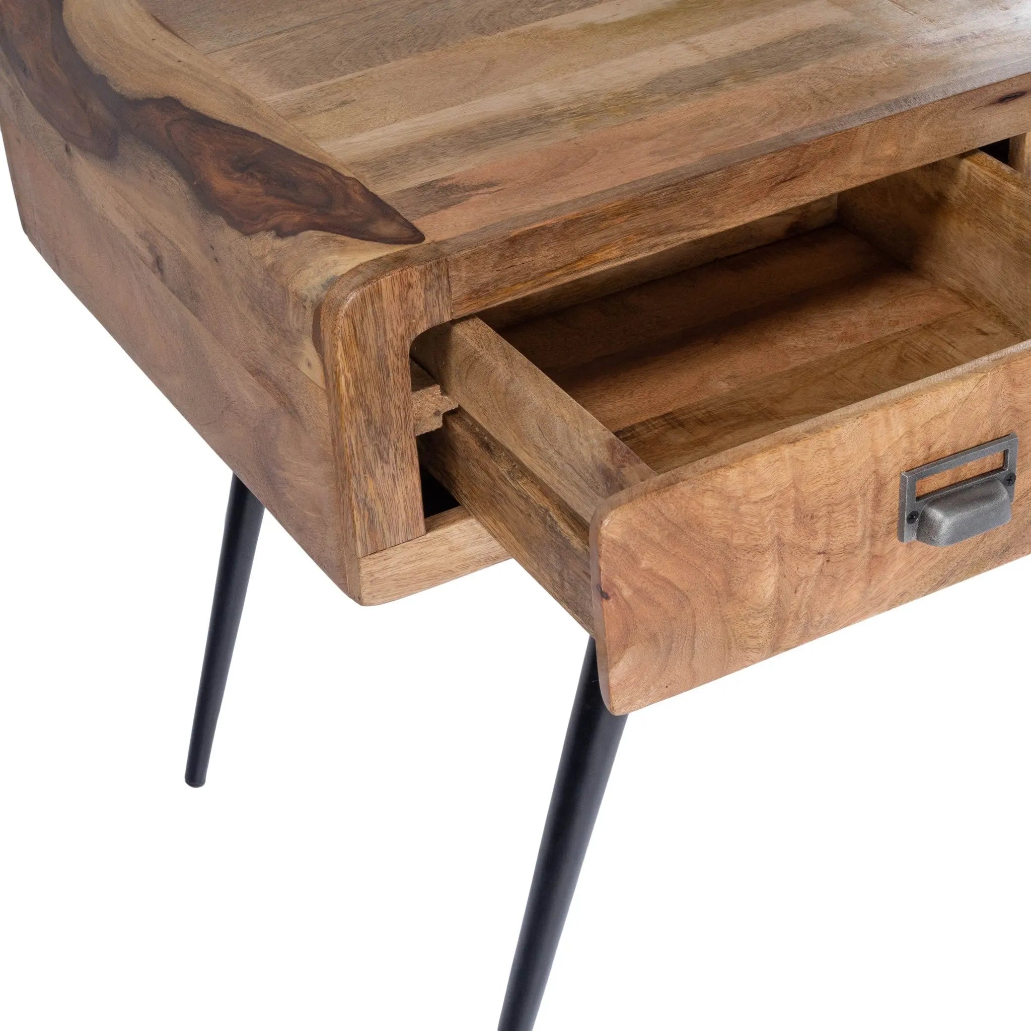54" Brown And Black Mango Wood Writing Desk Homeroots Office