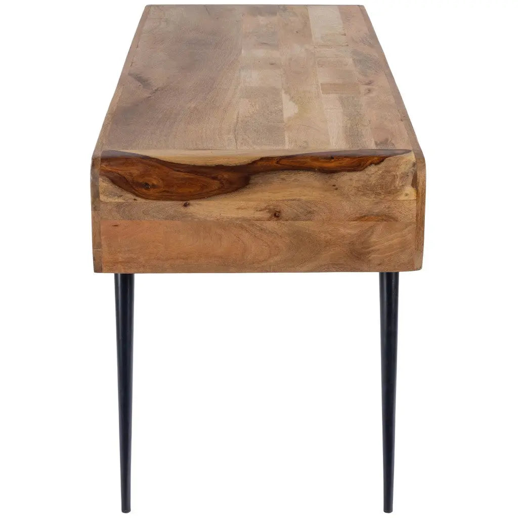 54" Brown And Black Mango Wood Writing Desk Homeroots Office