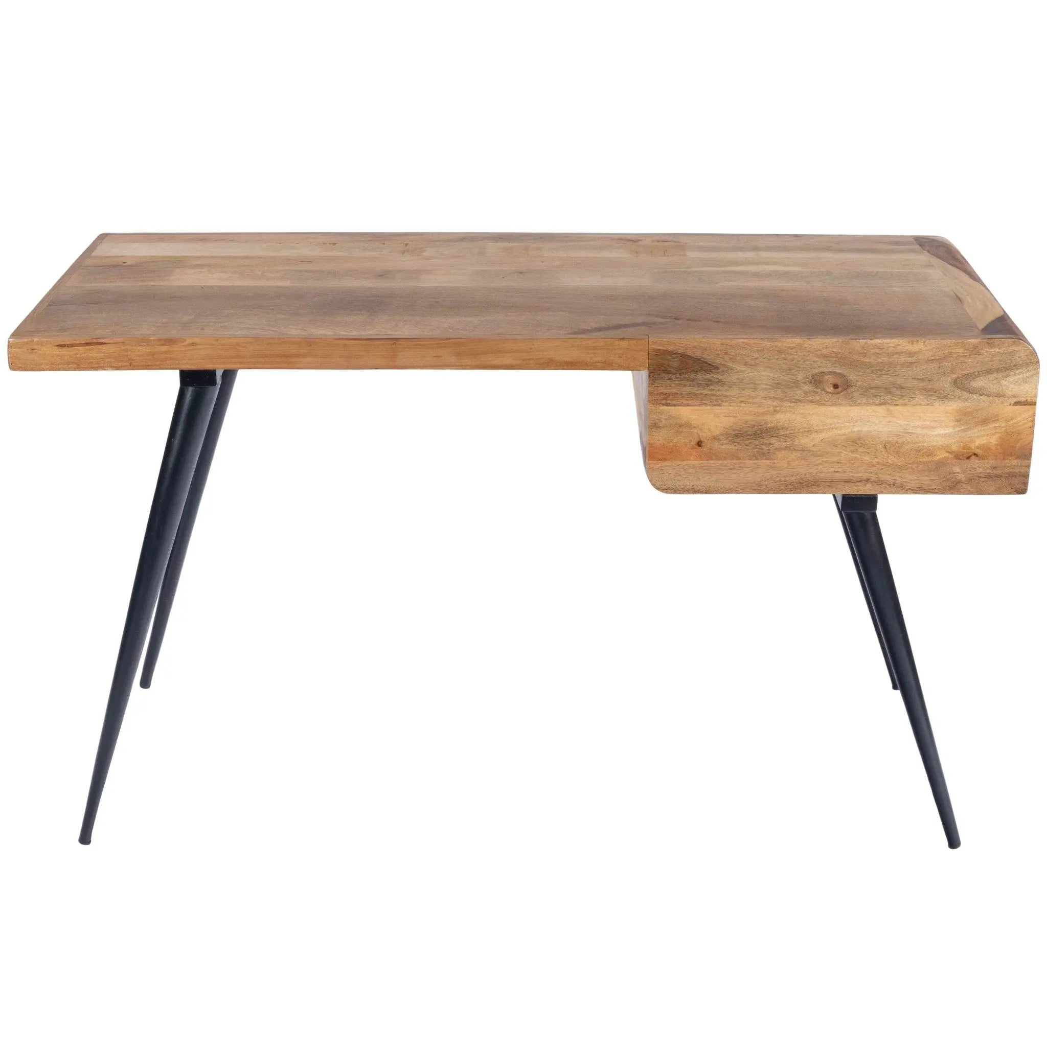 54" Brown And Black Mango Wood Writing Desk Homeroots Office