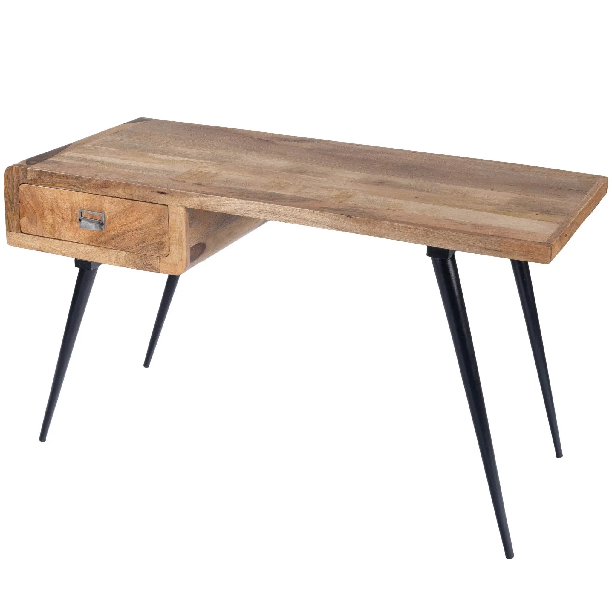 54" Brown And Black Mango Wood Writing Desk Homeroots Office