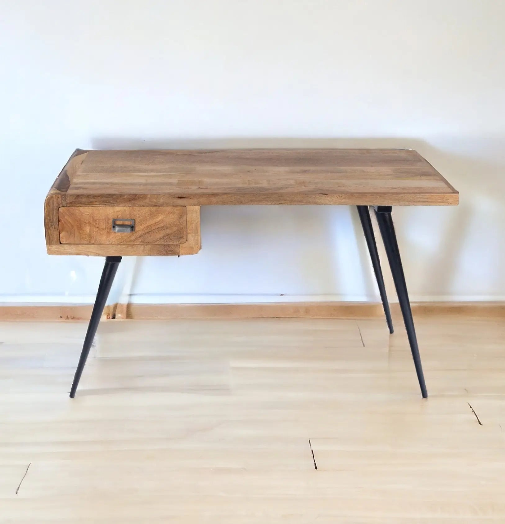 54" Brown And Black Mango Wood Writing Desk Homeroots Office