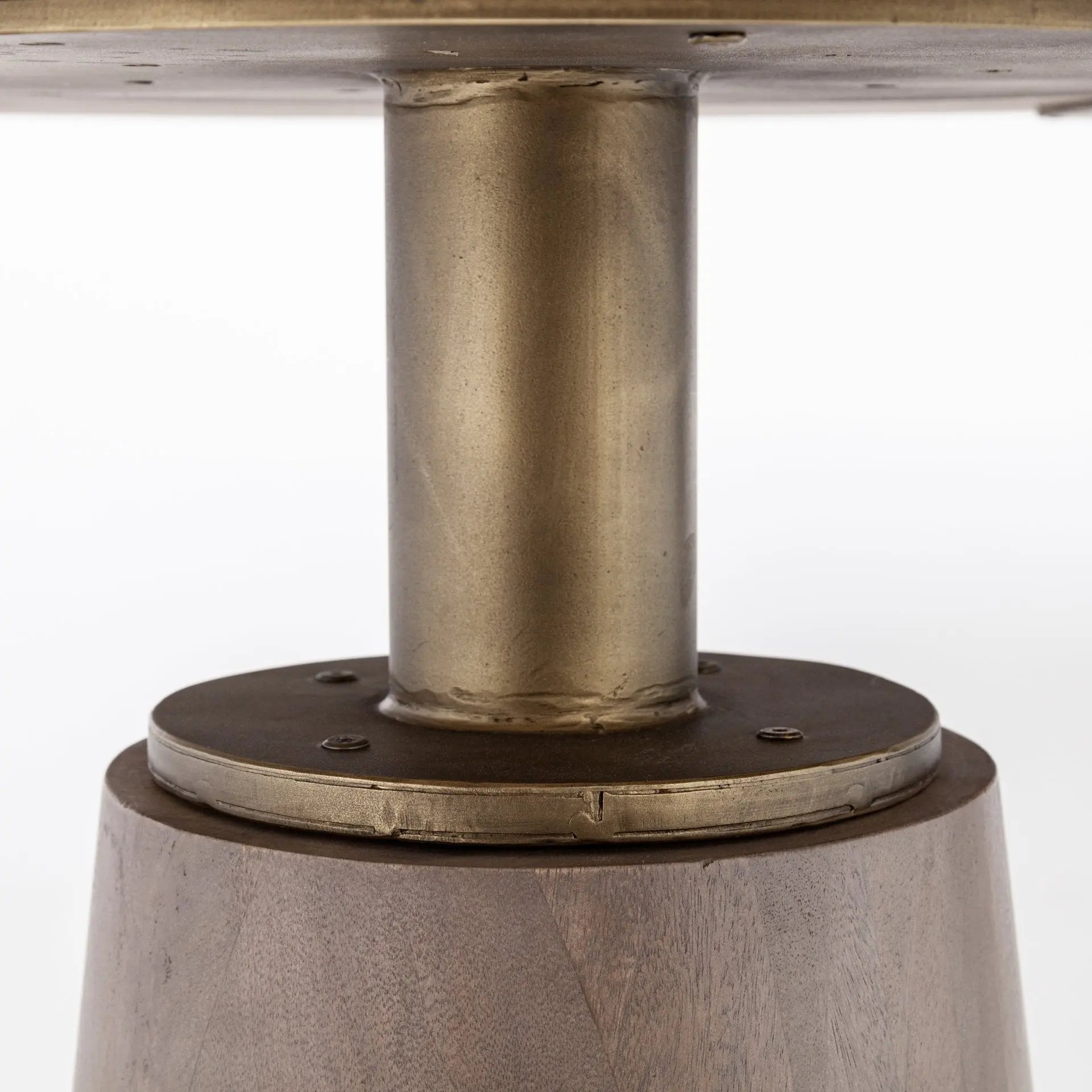 54" Brown And Gold Rounded Solid Wood And Metal Pedestal Base Dining Table Homeroots Kitchen & Dining