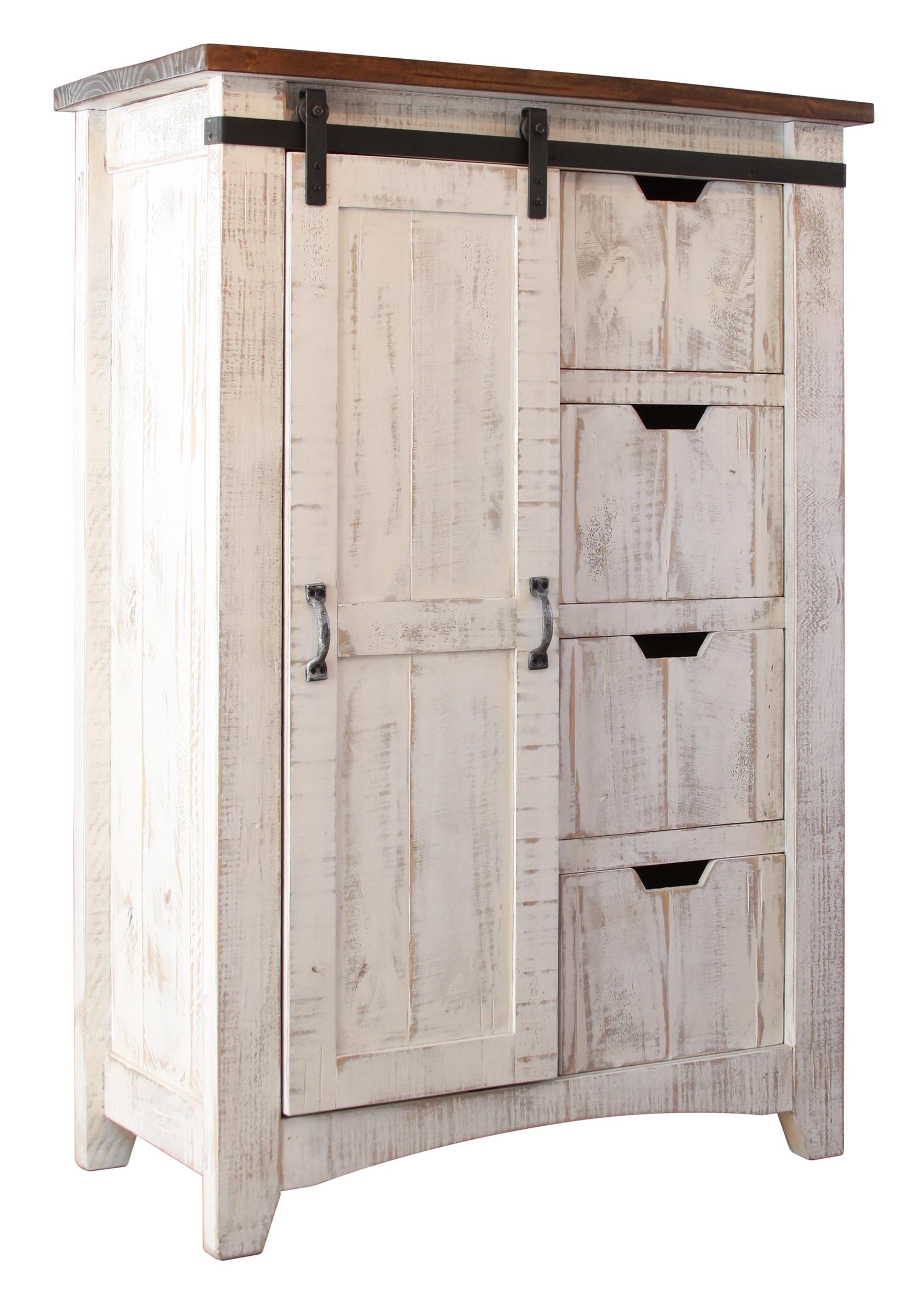 54" Brown And White Solid Wood Four Drawer Combo Dresser - GreatEagleInc