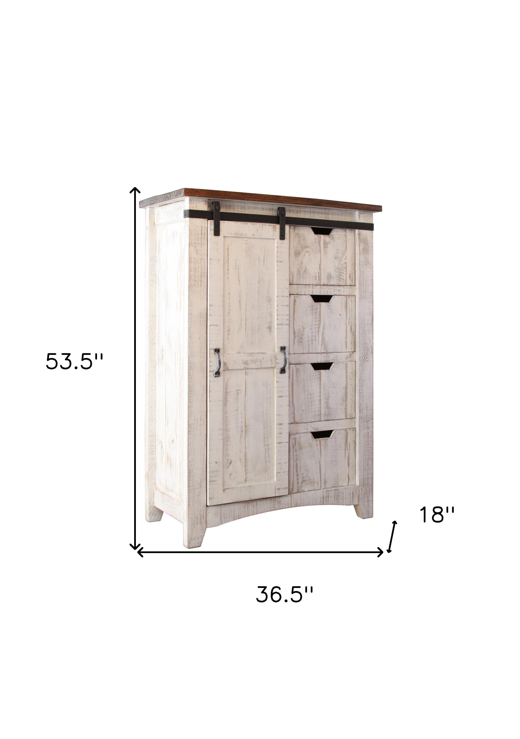 54" Brown And White Solid Wood Four Drawer Combo Dresser - GreatEagleInc