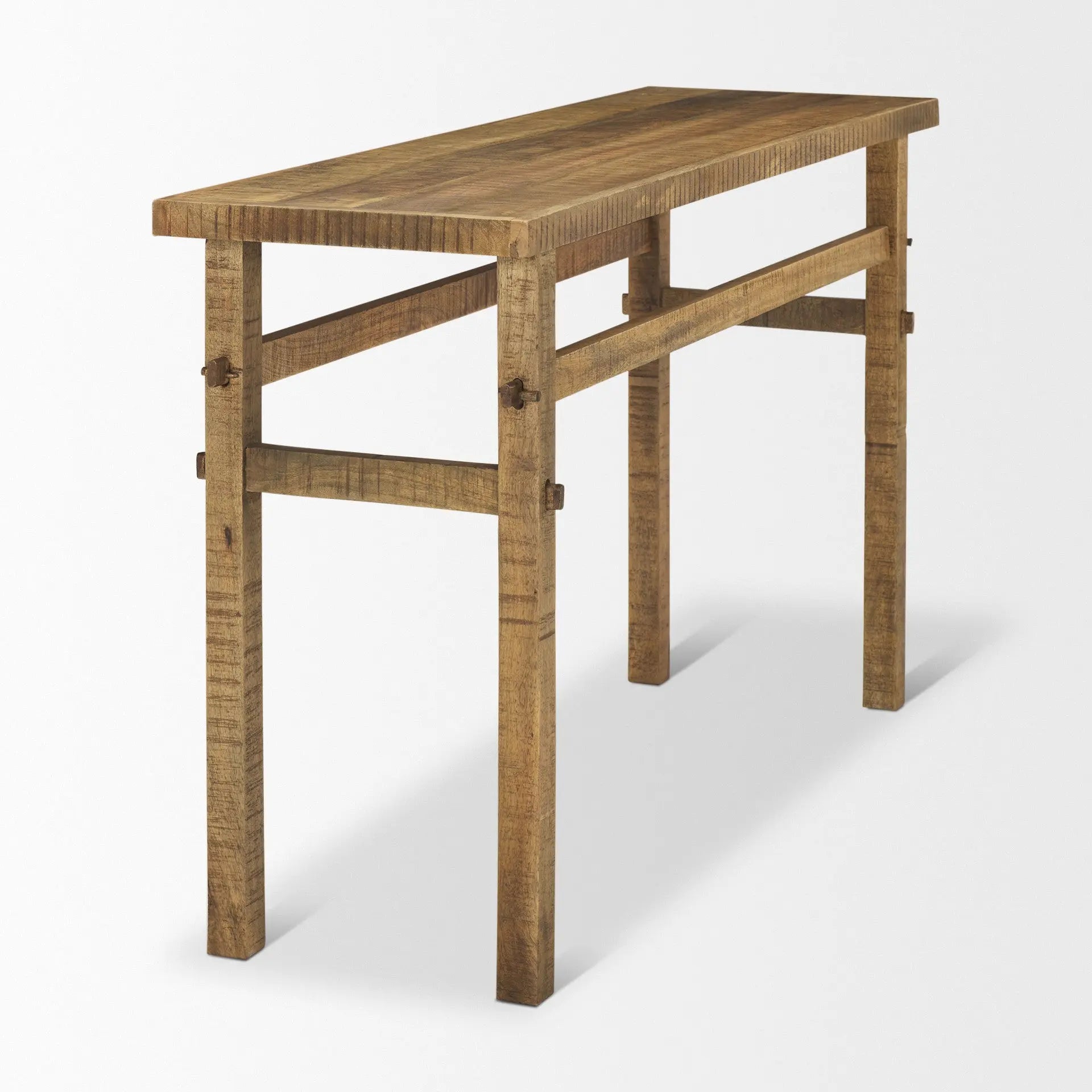 54" Brown Solid Wood Distressed Console Table Homeroots Living Room