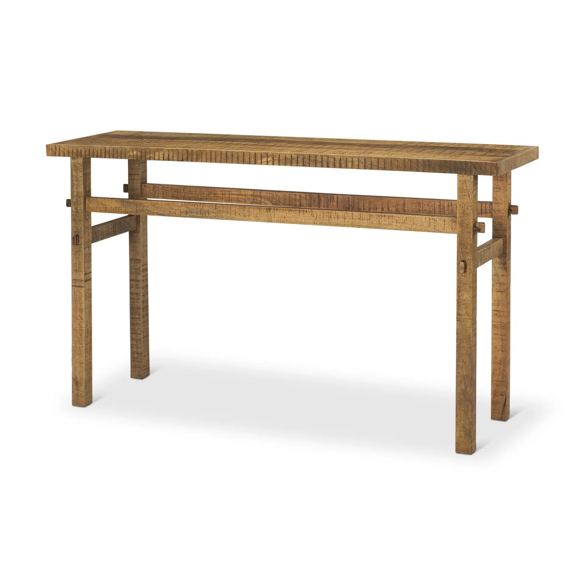 54" Brown Solid Wood Distressed Console Table Homeroots Living Room