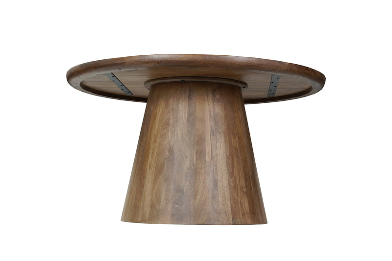 54" Brown Solid Wood Pedestal Base Round Top Dining Table Homeroots Kitchen & Dining