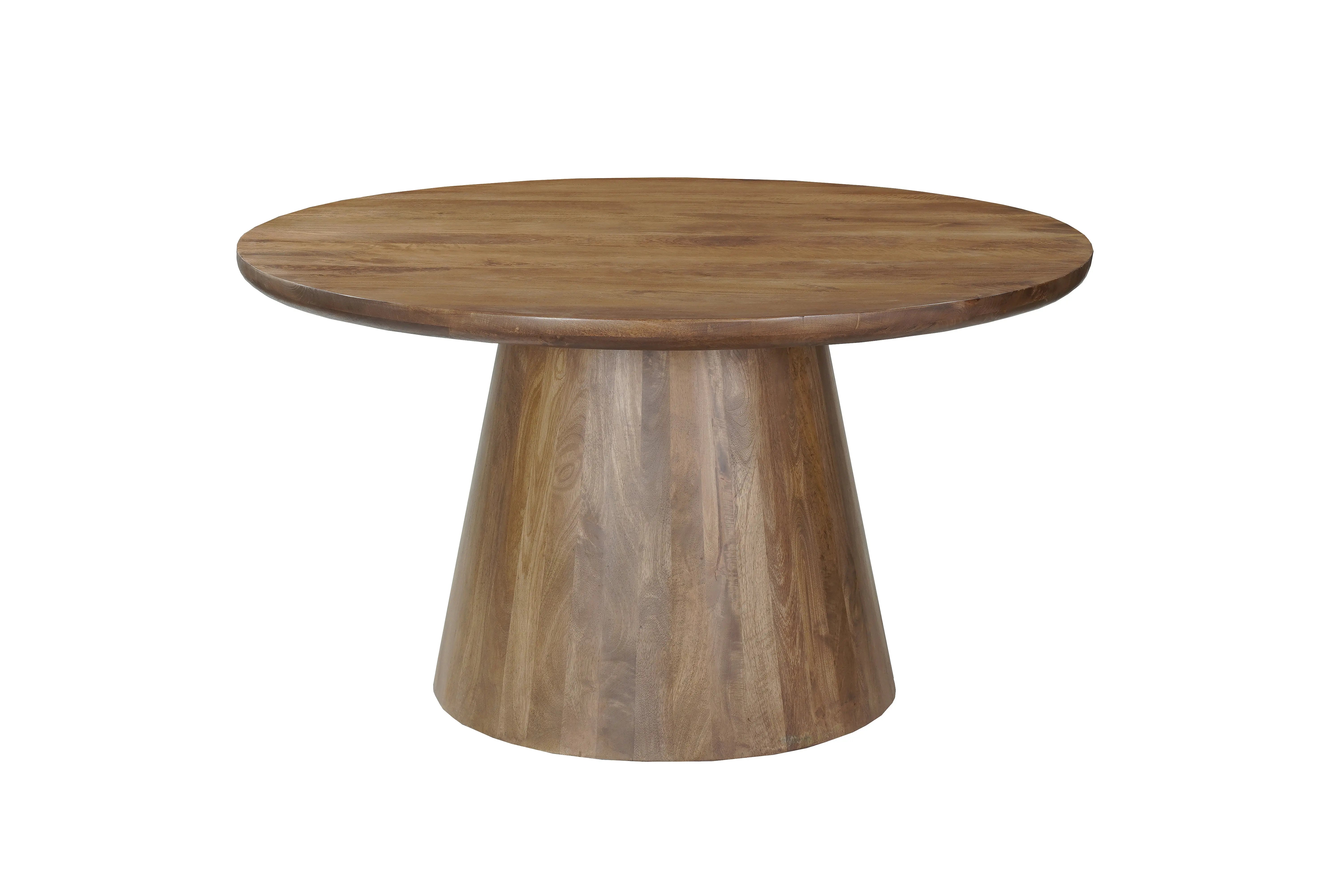54" Brown Solid Wood Pedestal Base Round Top Dining Table Homeroots Kitchen & Dining