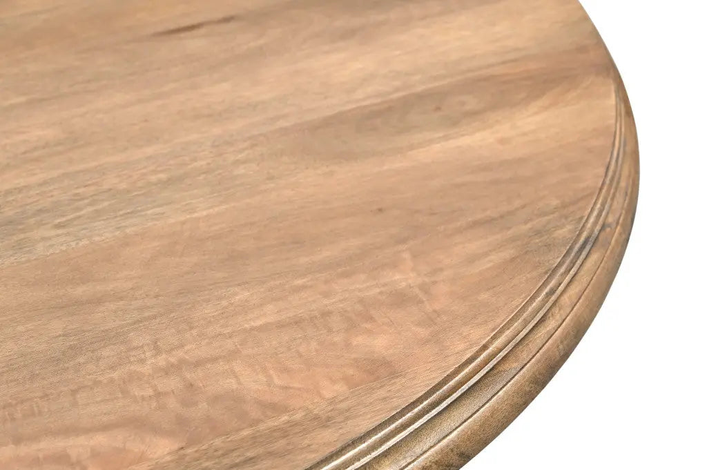 54" Brown Solid Wood Pedestal Base Round Top Dining Table Homeroots Living Room