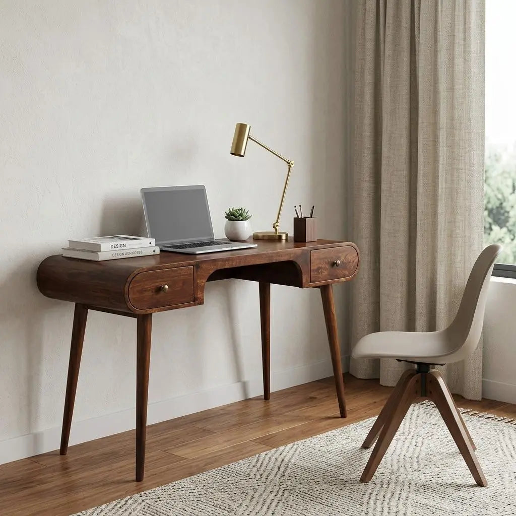 54" Brown Solid Wood Writing Desk Homeroots