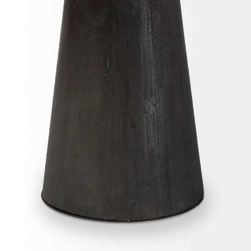 54" Brown Rounded Solid Wood And Metal Pedestal Base Dining Table - GreatEagleInc