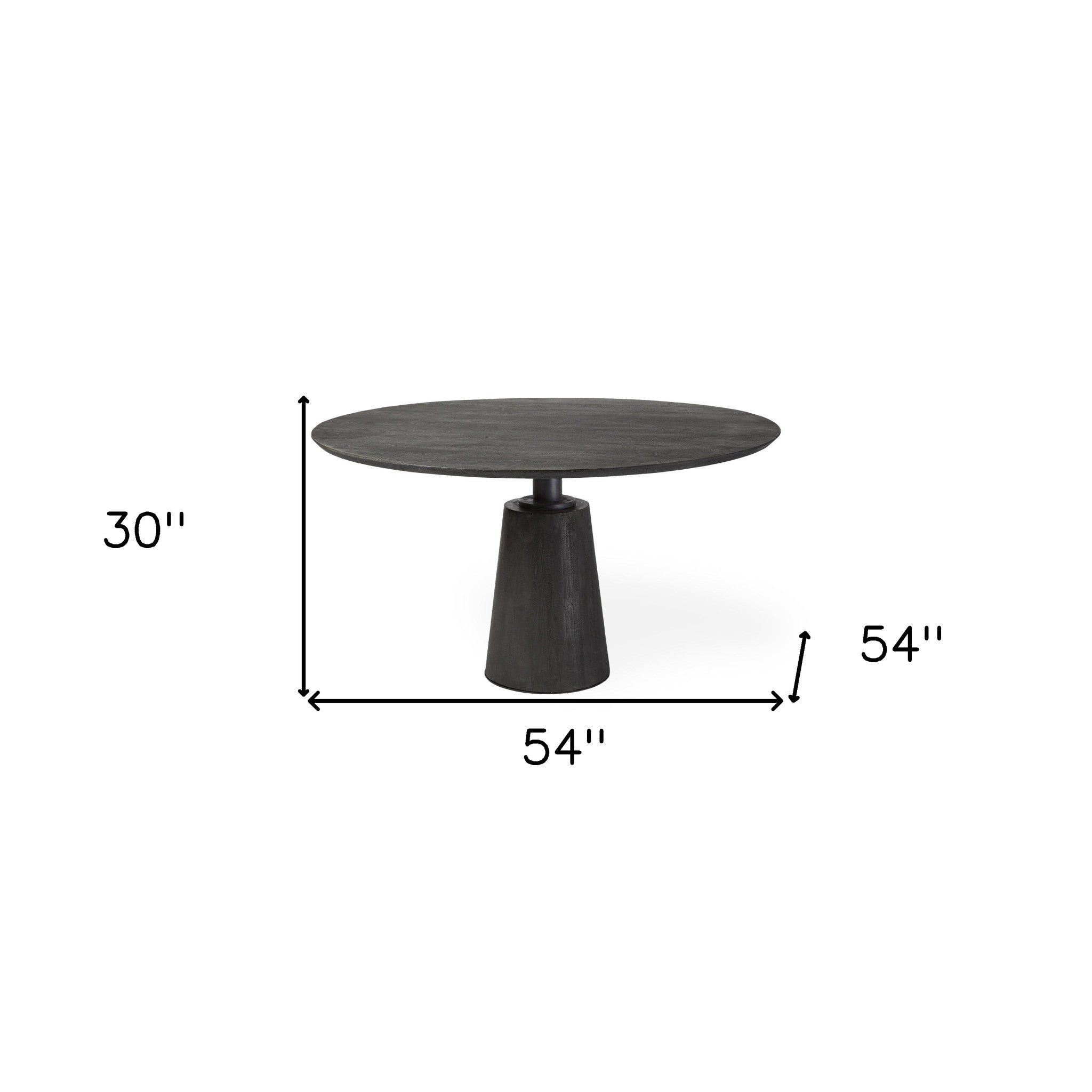 54" Brown Rounded Solid Wood And Metal Pedestal Base Dining Table - GreatEagleInc