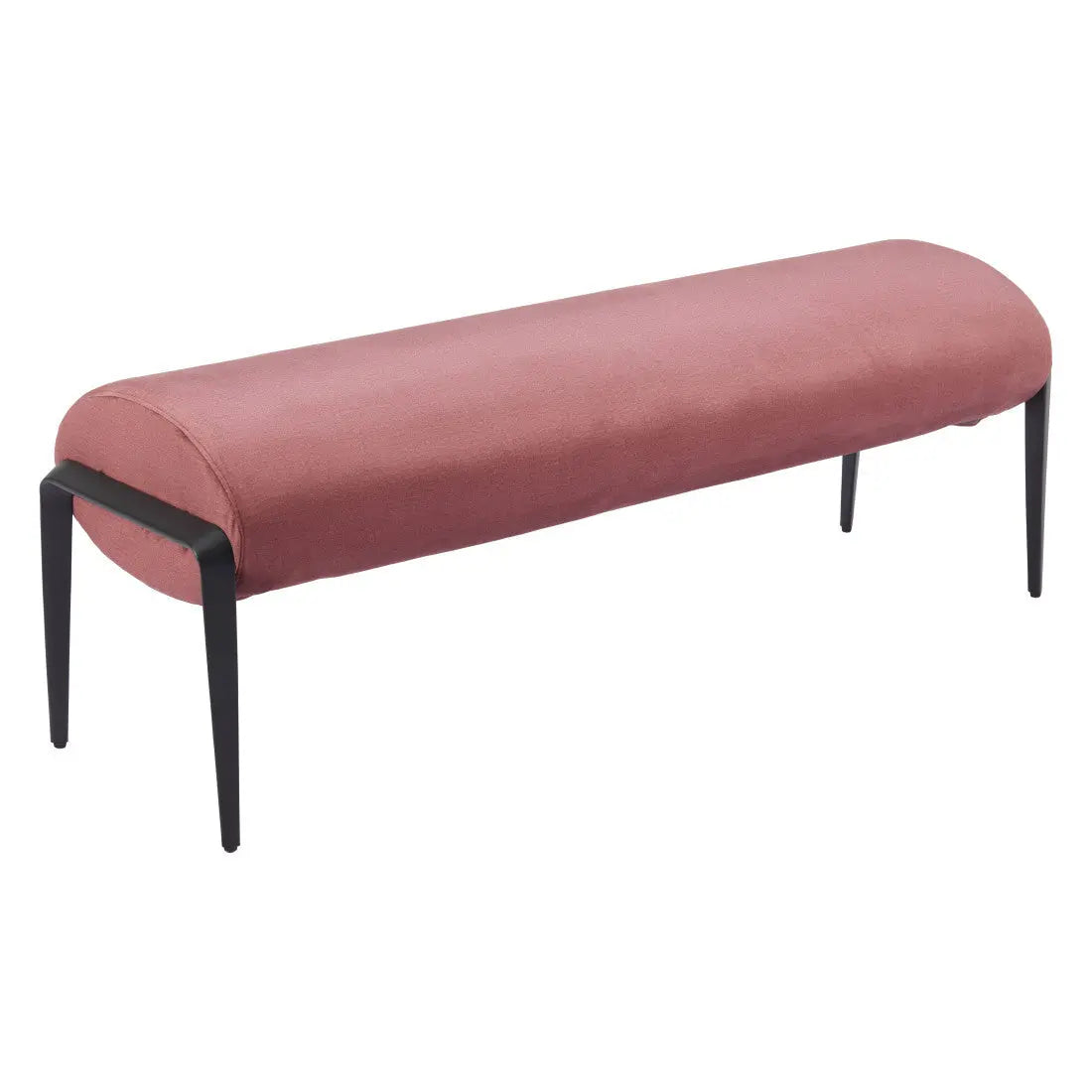 54" Brown and Black Velvet and Steel Upholstered Bench Homeroots Living Room