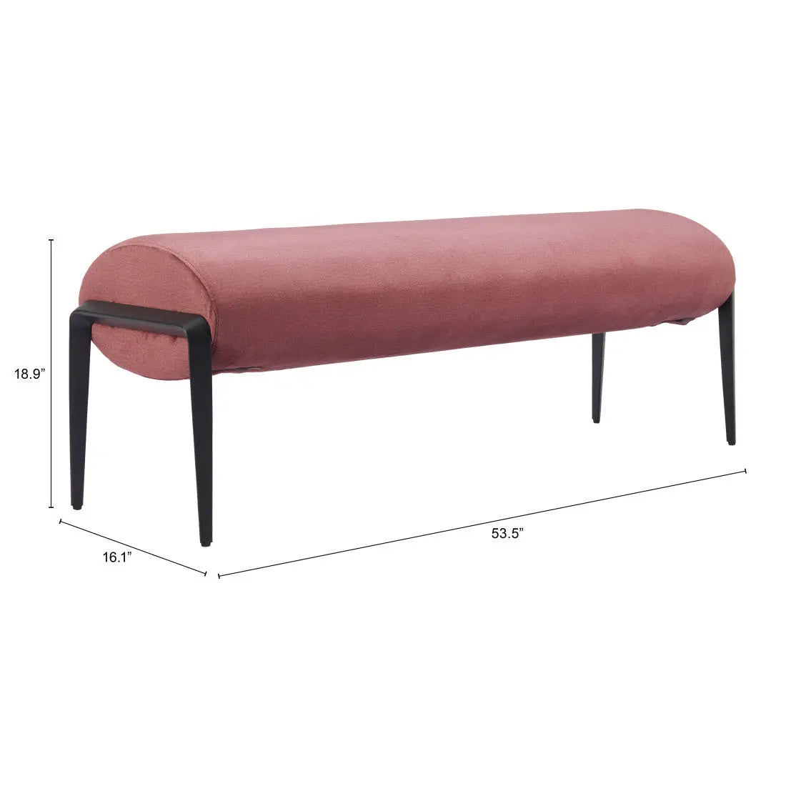 54" Brown and Black Velvet and Steel Upholstered Bench Homeroots Living Room