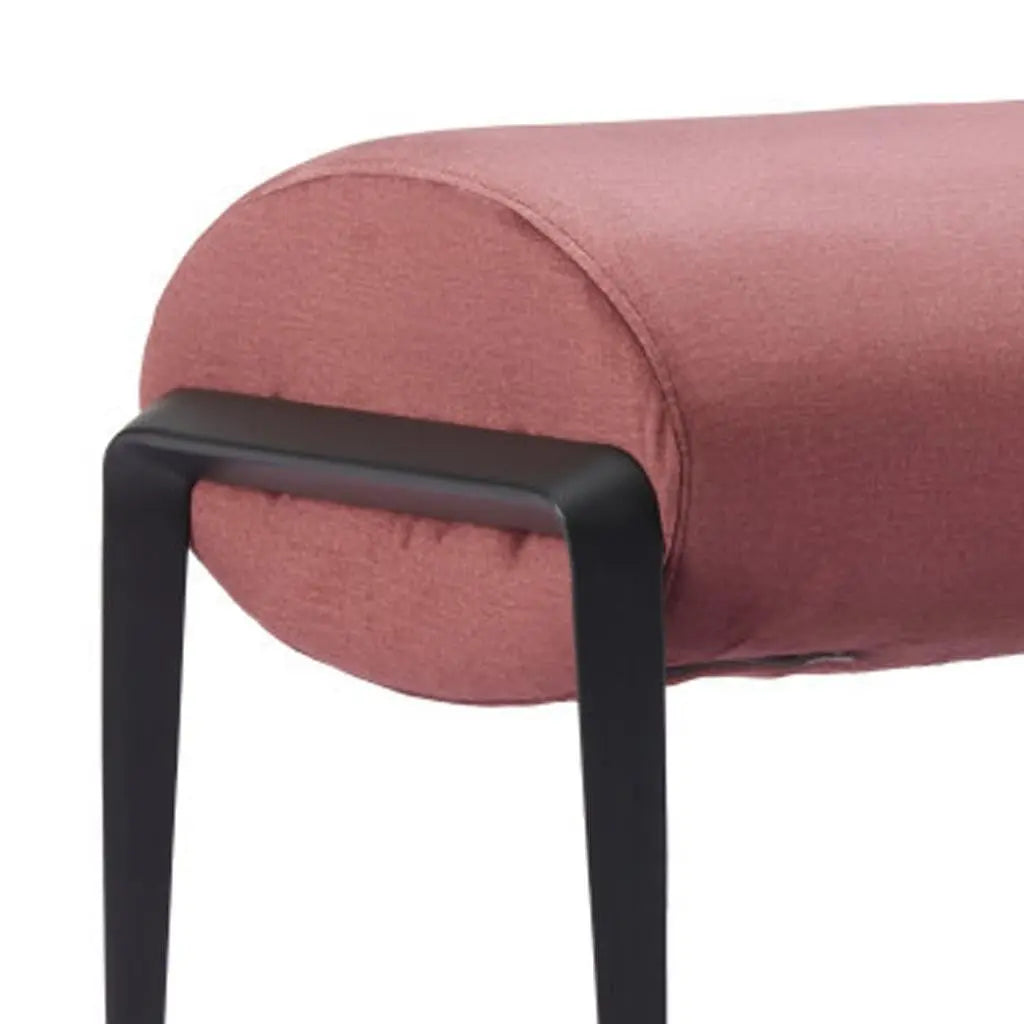 54" Brown and Black Velvet and Steel Upholstered Bench Homeroots Living Room