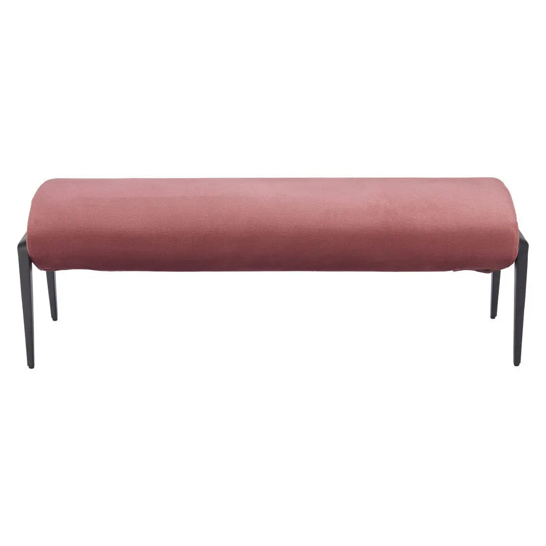 54" Brown and Black Velvet and Steel Upholstered Bench Homeroots Living Room