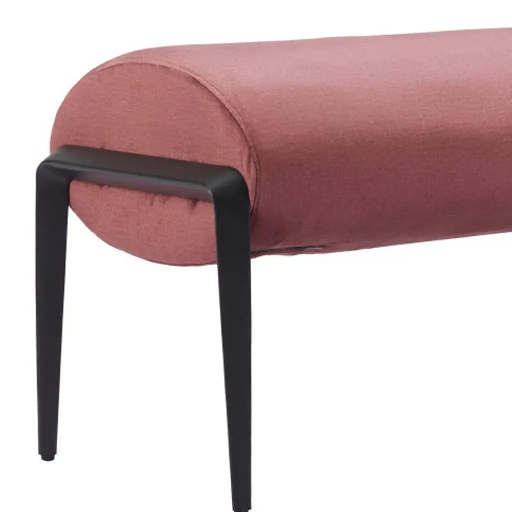 54" Brown and Black Velvet and Steel Upholstered Bench Homeroots Living Room