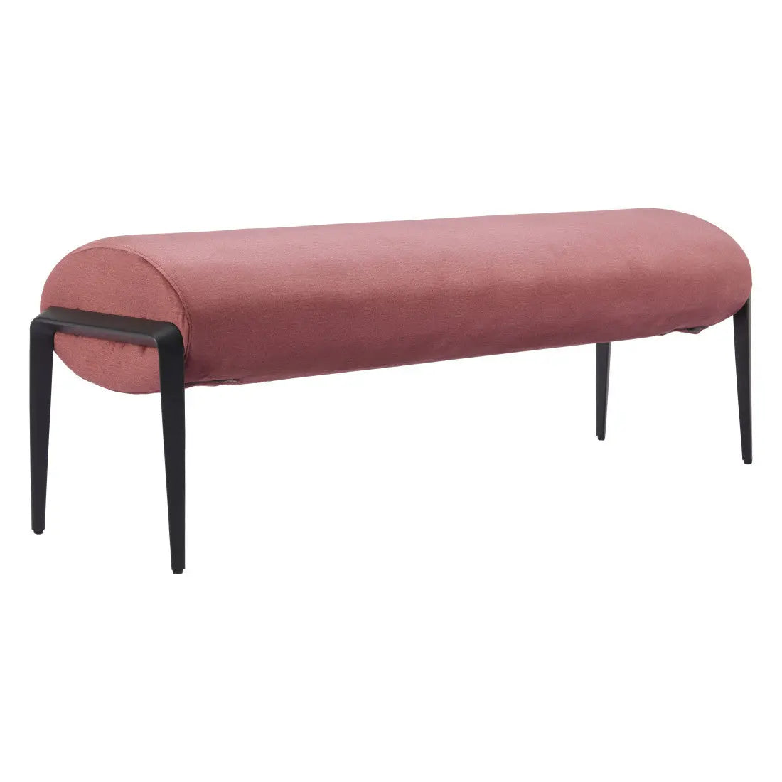 54" Brown and Black Velvet and Steel Upholstered Bench Homeroots Living Room