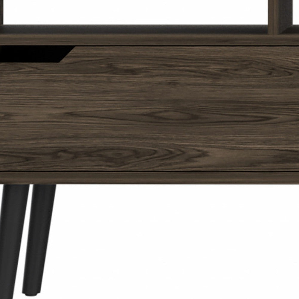 54" Dark Brown Walnut Enclosed and Open Storage TV Stand - GreatEagleInc