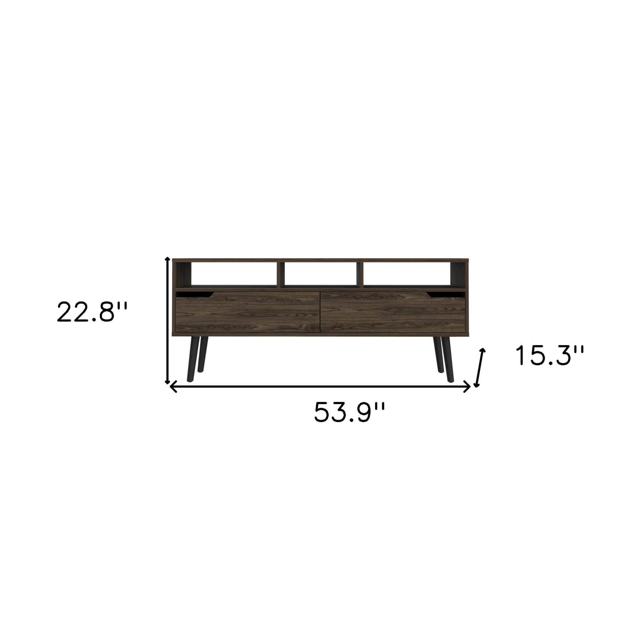 54" Dark Brown Walnut Enclosed and Open Storage TV Stand - GreatEagleInc