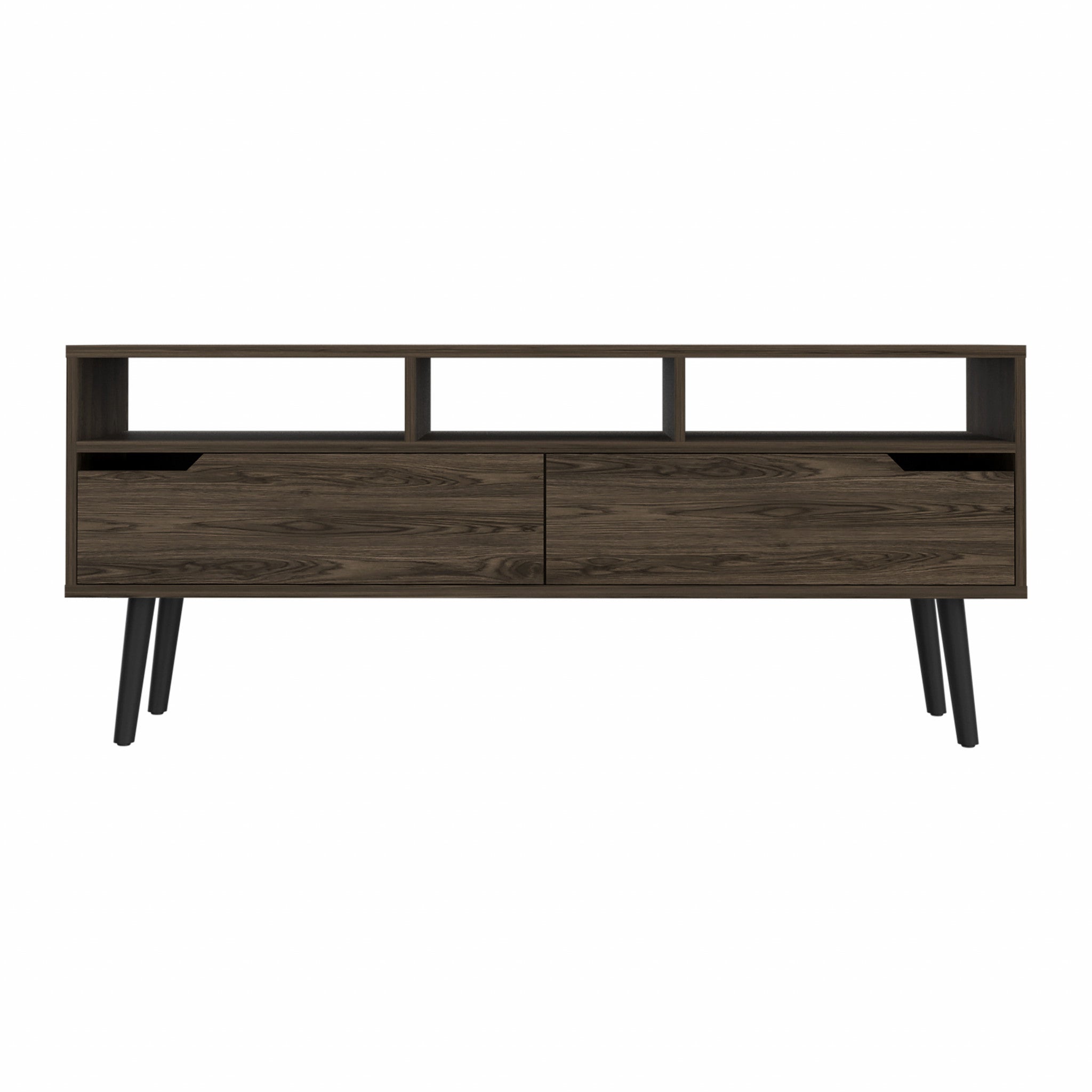 54" Dark Brown Walnut Enclosed and Open Storage TV Stand - GreatEagleInc