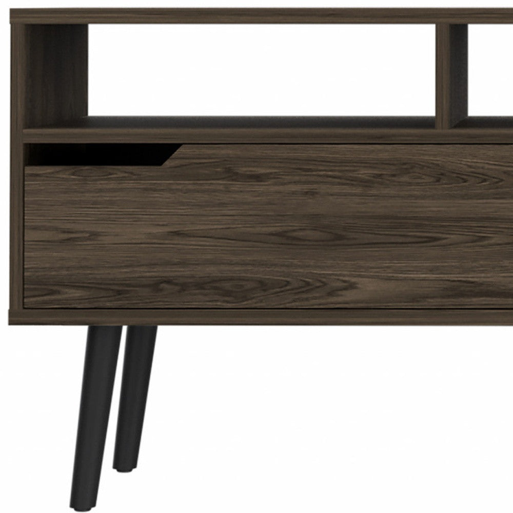 54" Dark Brown Walnut Enclosed and Open Storage TV Stand - GreatEagleInc