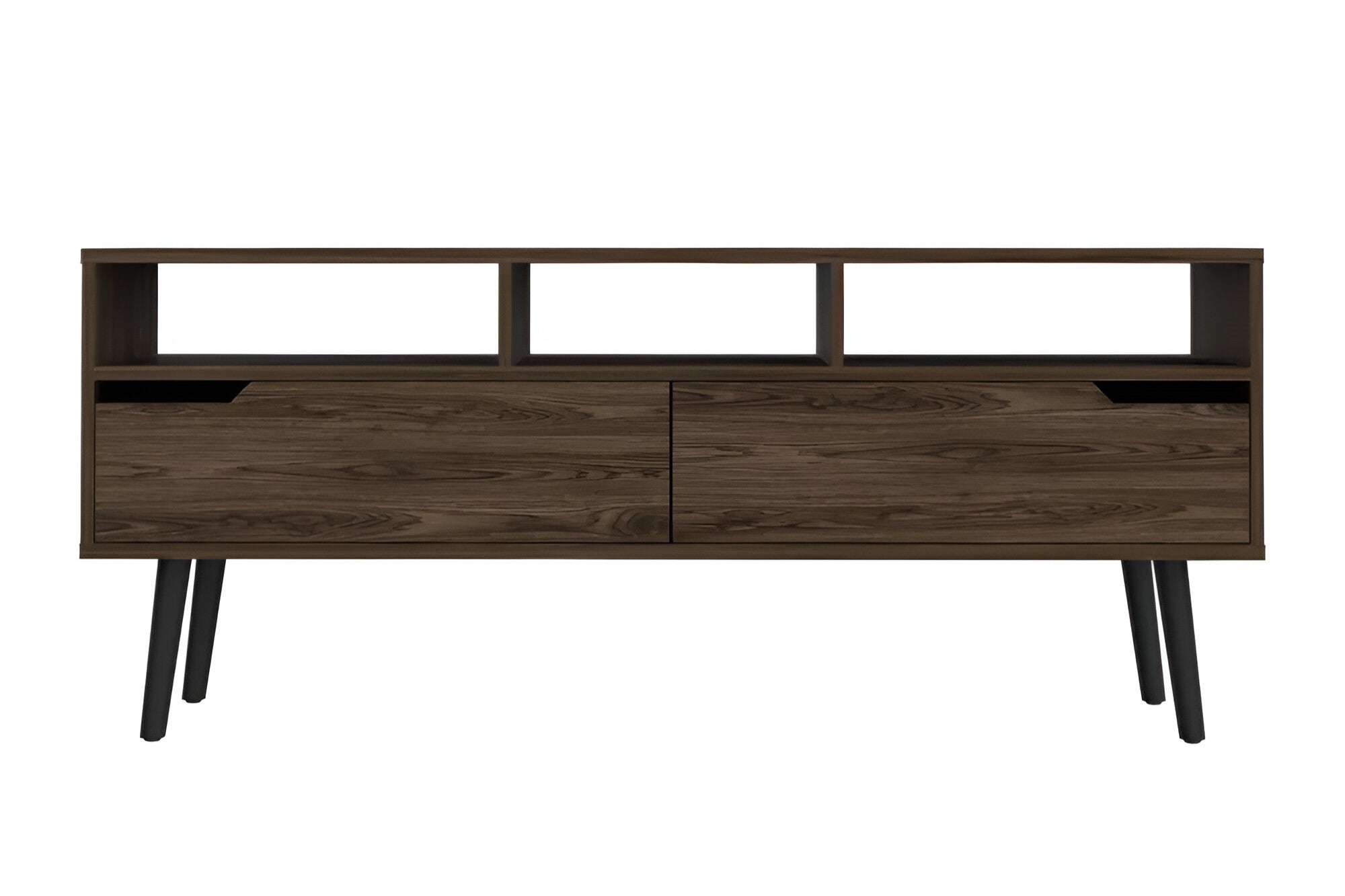 54" Dark Brown Wood Enclosed and Open Storage TV Stand - GreatEagleInc