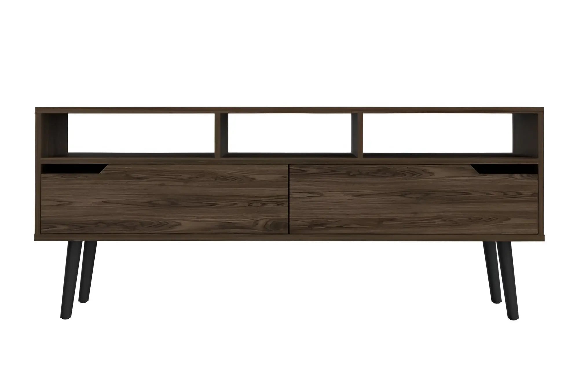 54" Dark Brown Wood Enclosed and Open Storage TV Stand - GreatEagleInc