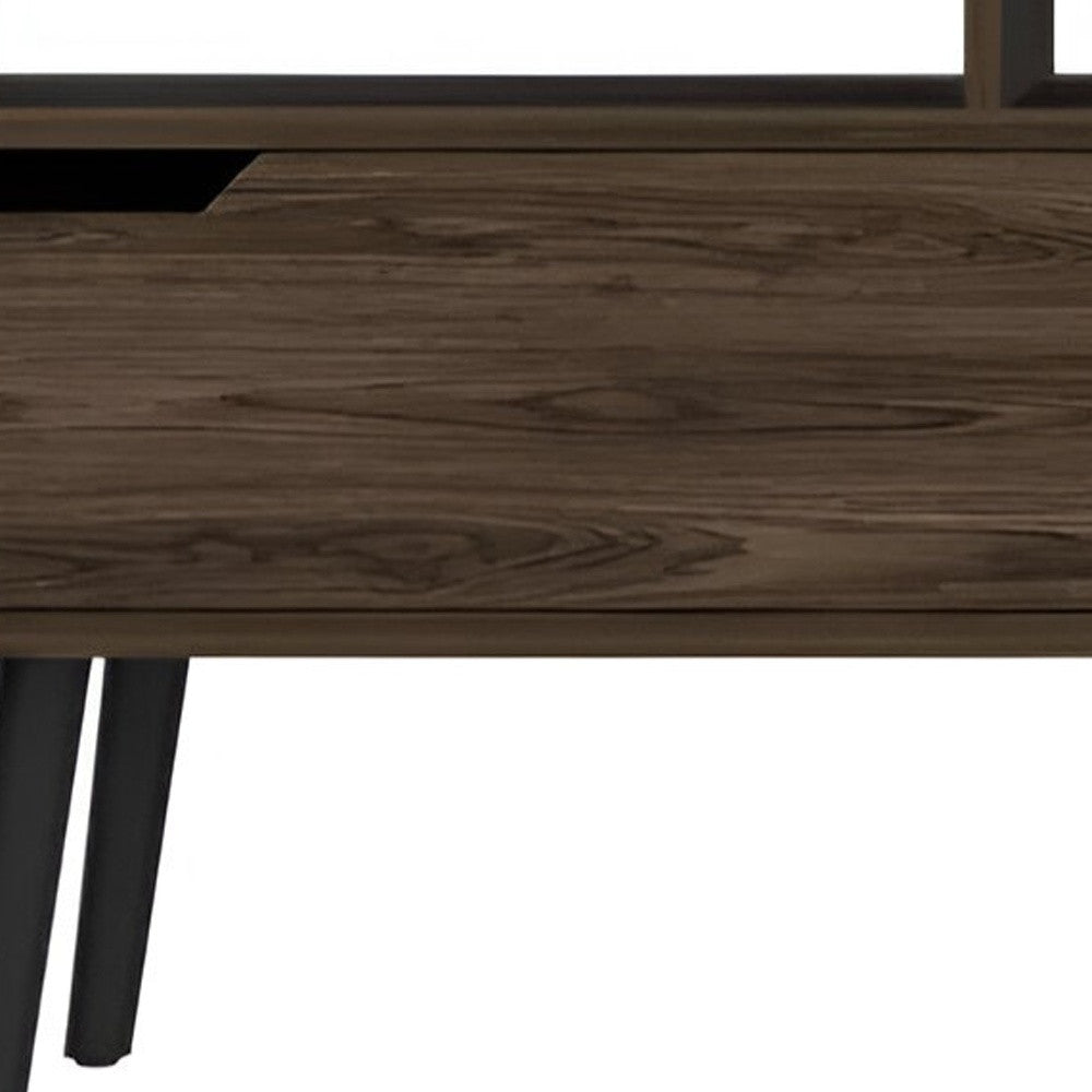 54" Dark Brown Wood Enclosed and Open Storage TV Stand - GreatEagleInc