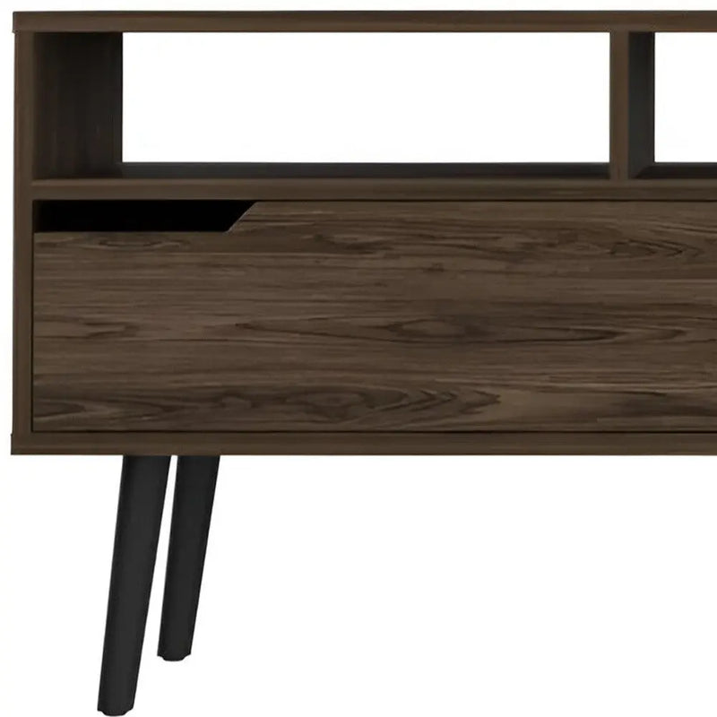 54" Dark Brown Wood Enclosed and Open Storage TV Stand - GreatEagleInc