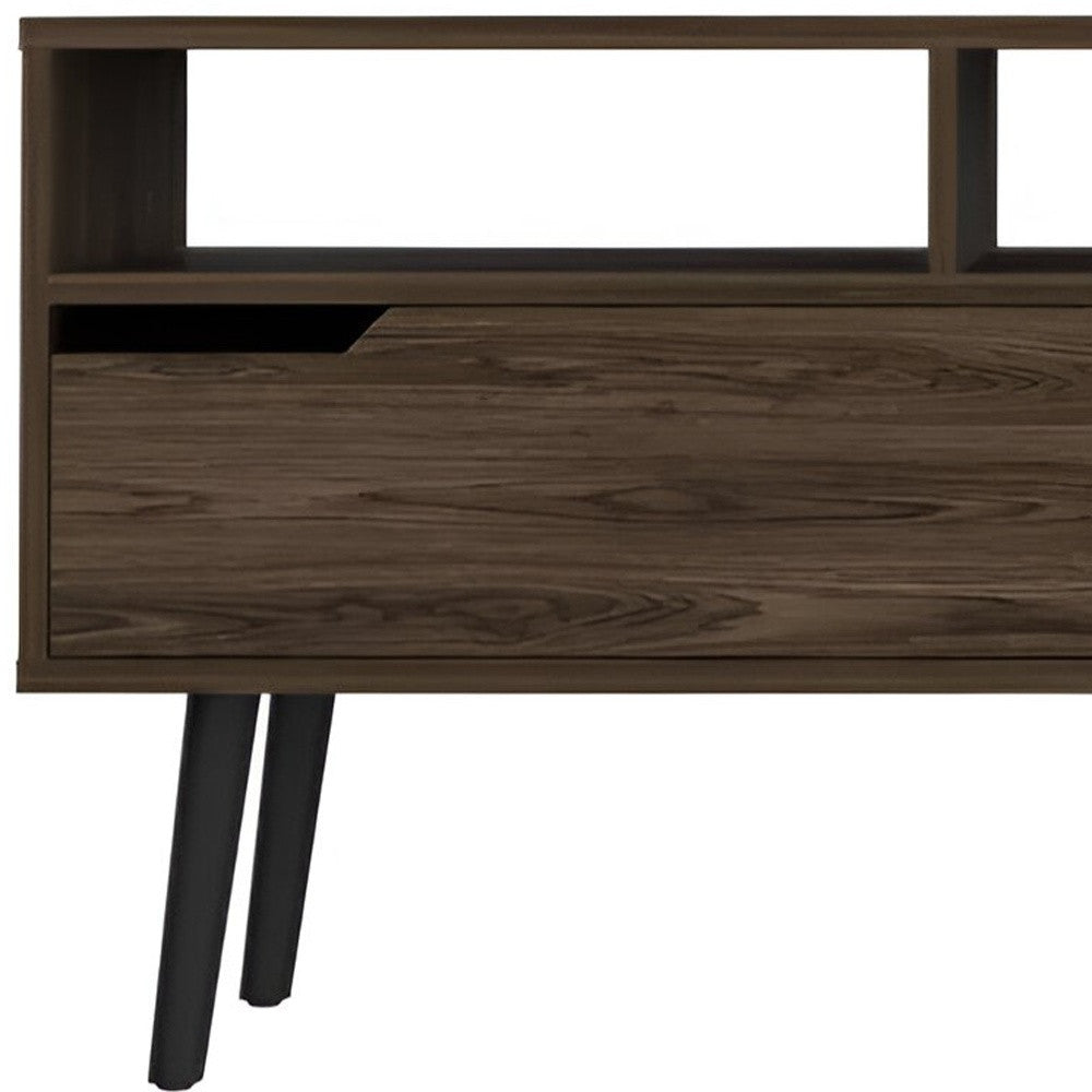 54" Dark Brown Wood Enclosed and Open Storage TV Stand - GreatEagleInc