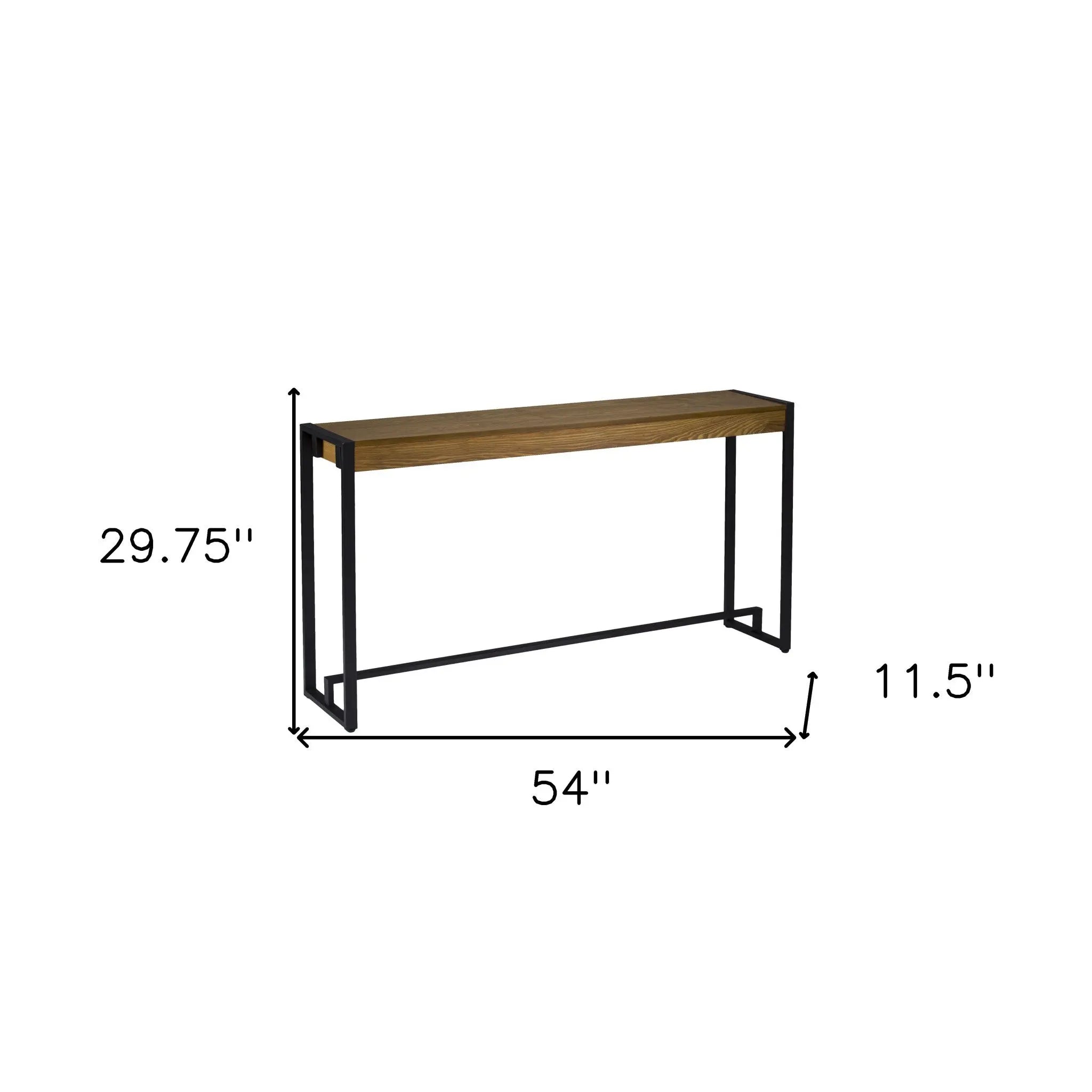 54" Gray Brown and Black Distressed Sled Console Table Homeroots Living Room