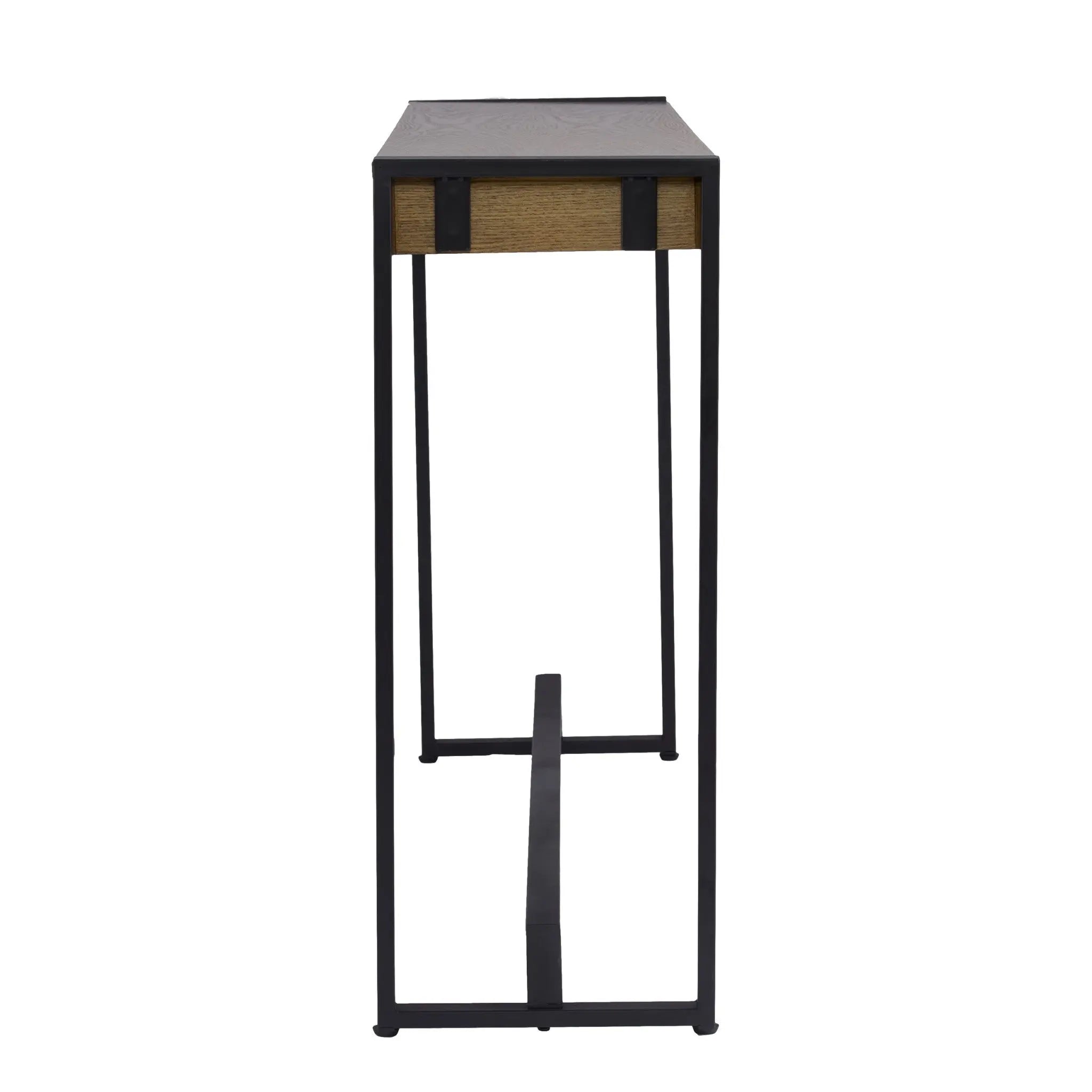 54" Gray Brown and Black Distressed Sled Console Table Homeroots Living Room