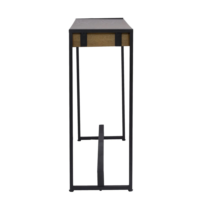 54" Gray Brown and Black Distressed Sled Console Table Homeroots Living Room