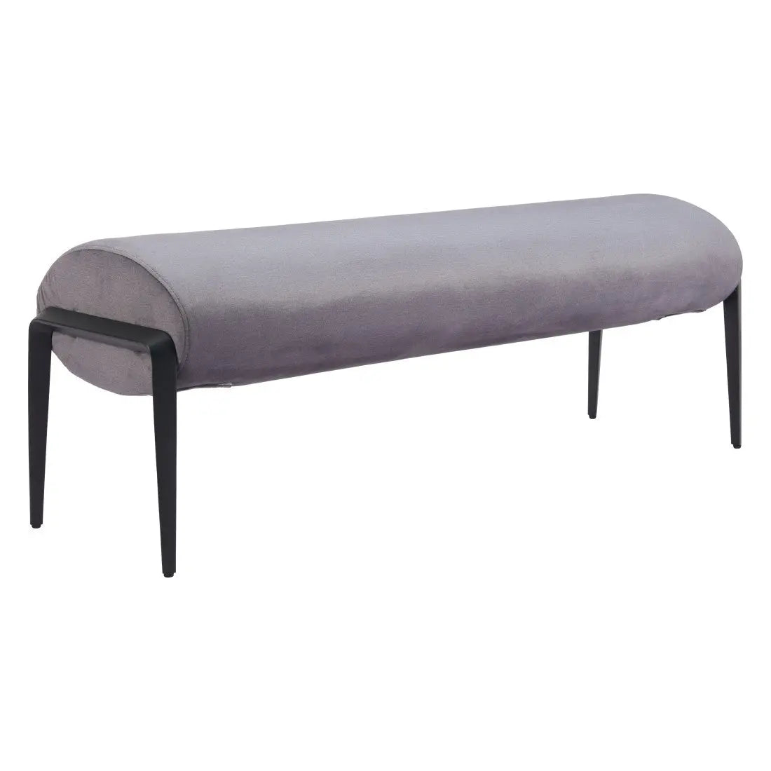 54" Gray and Black Velvet and Steel Upholstered Specialty Bench Homeroots Living Room