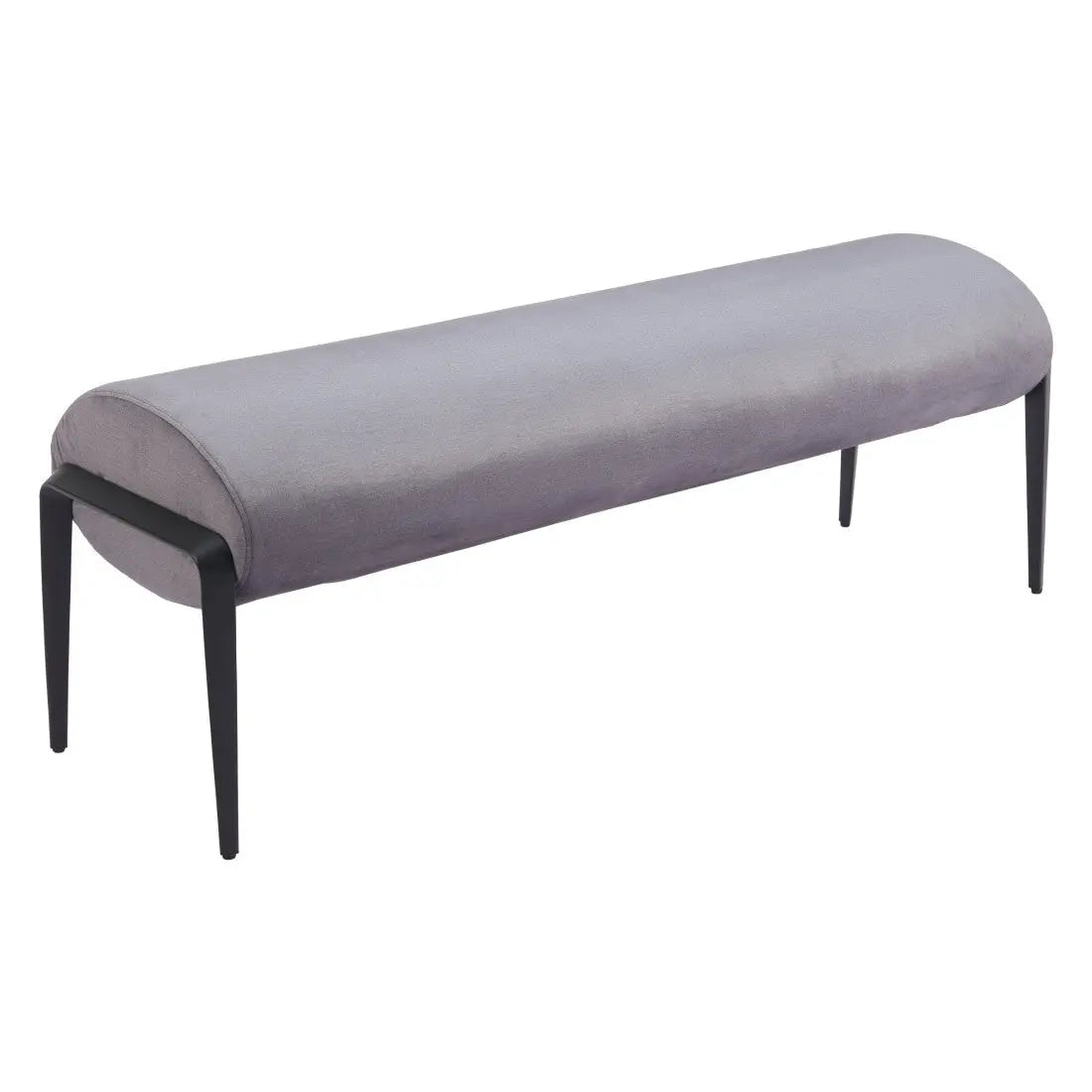 54" Gray and Black Velvet and Steel Upholstered Specialty Bench Homeroots Living Room