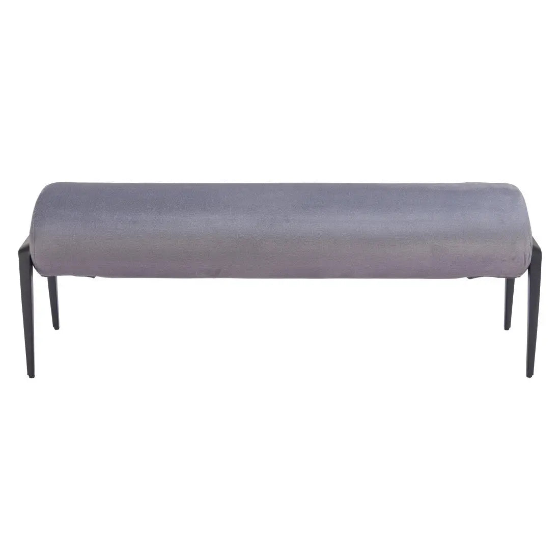 54" Gray and Black Velvet and Steel Upholstered Specialty Bench Homeroots Living Room