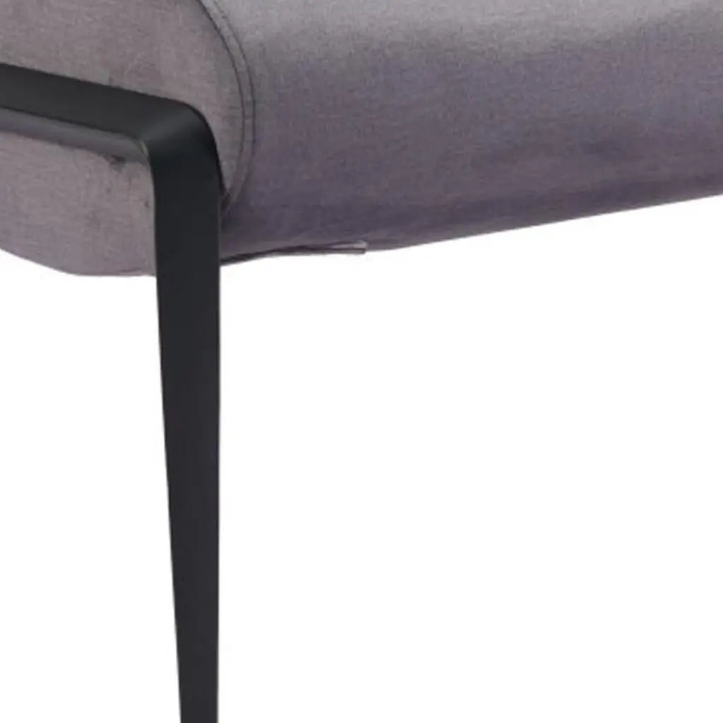 54" Gray and Black Velvet and Steel Upholstered Specialty Bench Homeroots Living Room