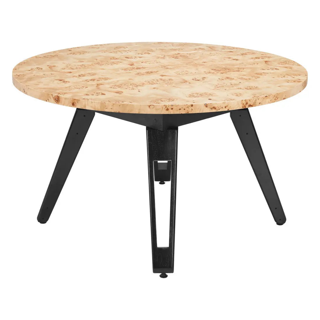 54" Natural Burl And Black Round Convertible Game Table Homeroots Living Room