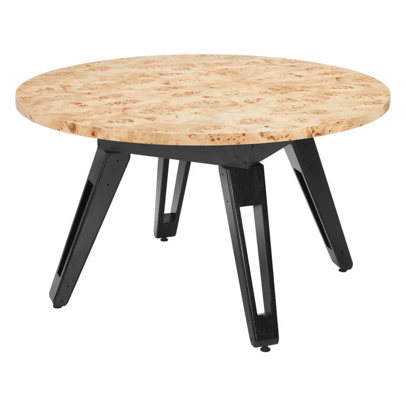 54" Natural Burl And Black Round Convertible Game Table Homeroots Living Room