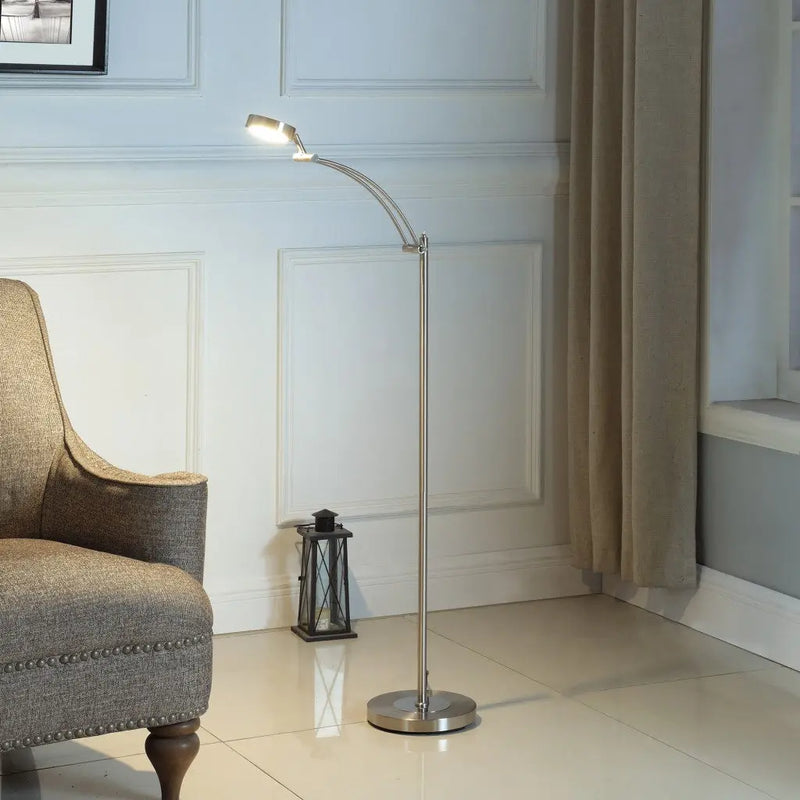 54" Silver Adjustable LED Task Floor Lamp With Silver - GreatEagleInc