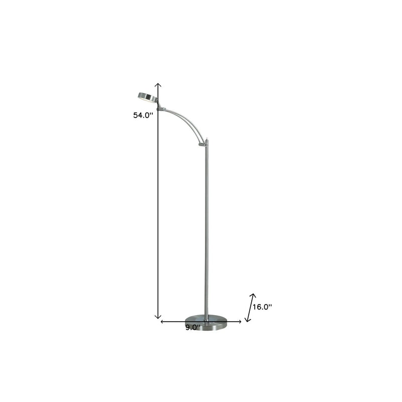 54" Silver Adjustable LED Task Floor Lamp With Silver - GreatEagleInc